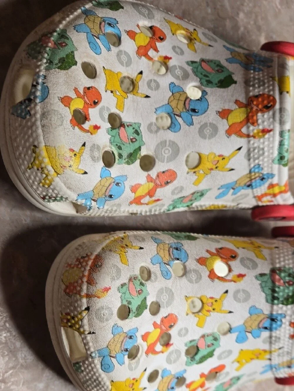 CROCS Kids' White Pokémon Clogs with Red Strap